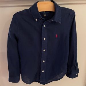 Boys Ralph Lauren Navy Linen Shirt- Size 5